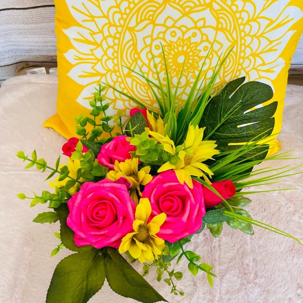 Handmade Faux Flower Arrangement in a glass bowl